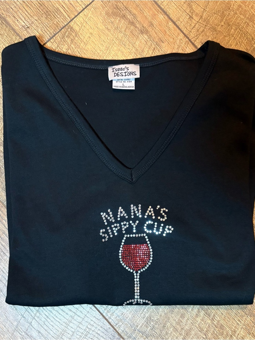 Isaac’s Designs L Nana’s Sippy Cup Rhinestone Wine T-Shirt - Picture 8 of 8